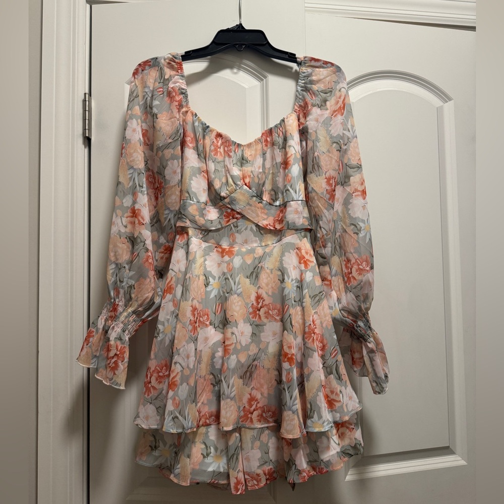 Elegant Floral Long Sleeve Dress